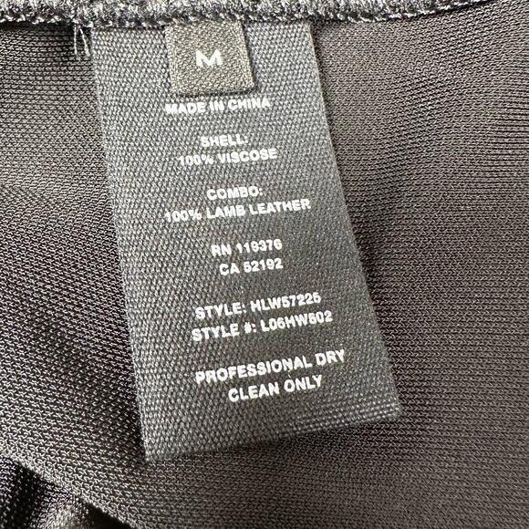 Helmut Lang NWT Pleated Leather Trimmed Cady Mini Dress Black Size M Collar - Picture 8 of 12